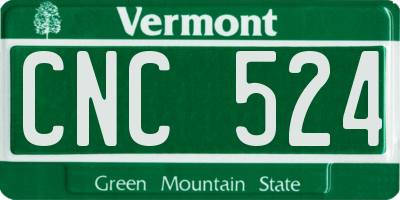 VT license plate CNC524