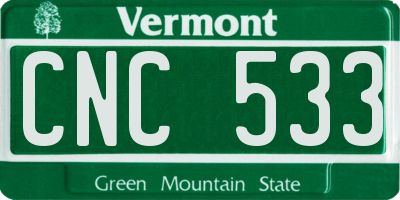 VT license plate CNC533