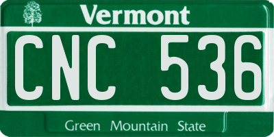 VT license plate CNC536