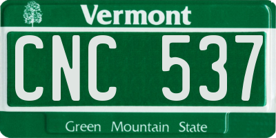VT license plate CNC537