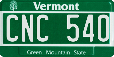 VT license plate CNC540