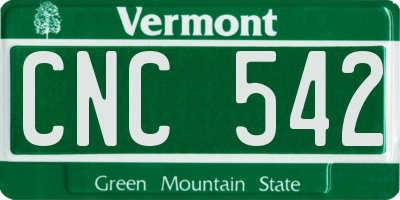 VT license plate CNC542