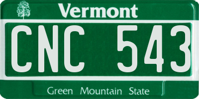 VT license plate CNC543