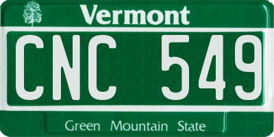 VT license plate CNC549