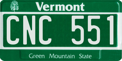 VT license plate CNC551