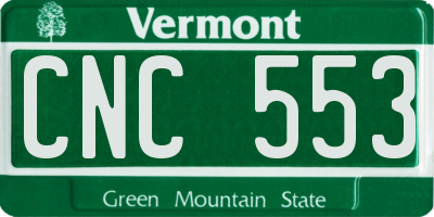 VT license plate CNC553