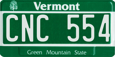 VT license plate CNC554