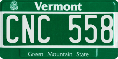 VT license plate CNC558