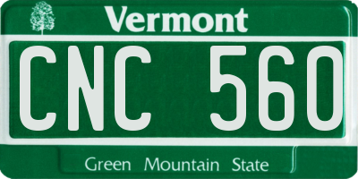 VT license plate CNC560