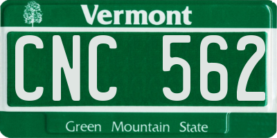 VT license plate CNC562