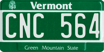 VT license plate CNC564