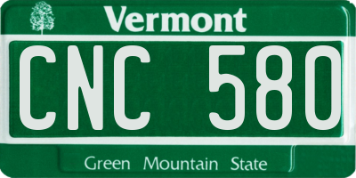 VT license plate CNC580