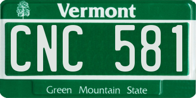VT license plate CNC581