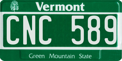 VT license plate CNC589