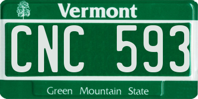 VT license plate CNC593