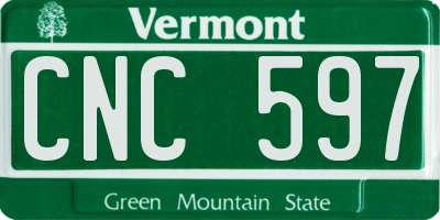 VT license plate CNC597