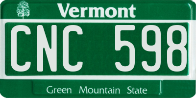 VT license plate CNC598