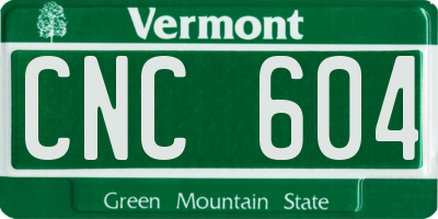 VT license plate CNC604