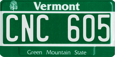 VT license plate CNC605