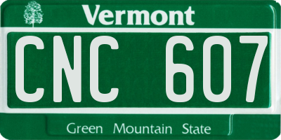 VT license plate CNC607