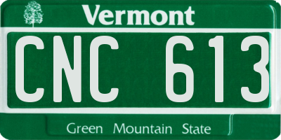 VT license plate CNC613