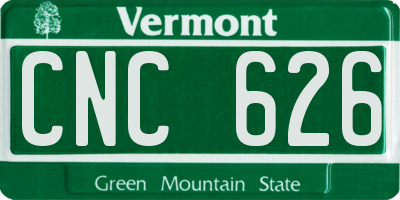 VT license plate CNC626