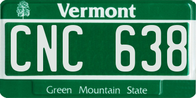 VT license plate CNC638