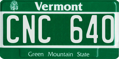VT license plate CNC640