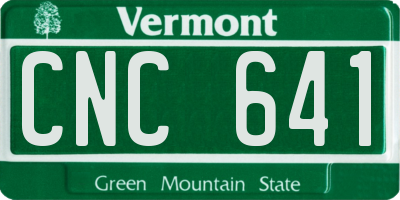 VT license plate CNC641