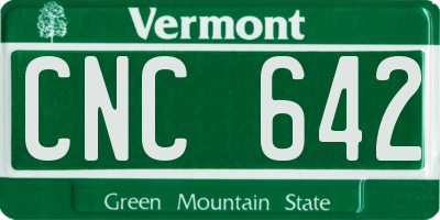 VT license plate CNC642