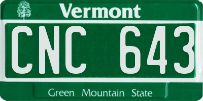 VT license plate CNC643