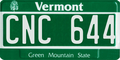 VT license plate CNC644