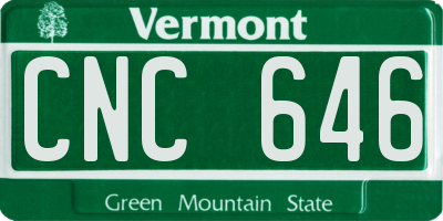 VT license plate CNC646