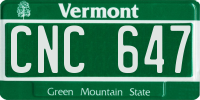 VT license plate CNC647