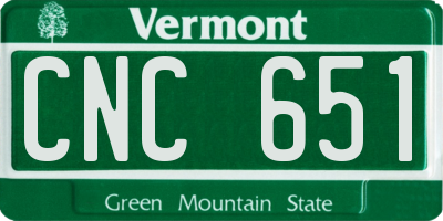 VT license plate CNC651