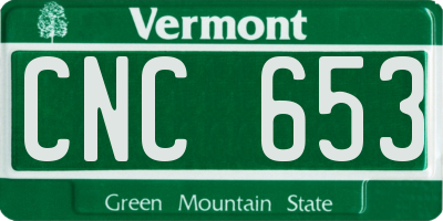 VT license plate CNC653