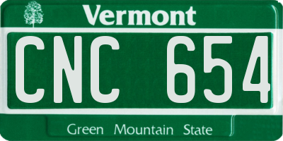 VT license plate CNC654