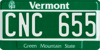 VT license plate CNC655