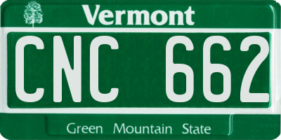 VT license plate CNC662