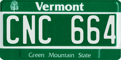 VT license plate CNC664