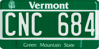 VT license plate CNC684