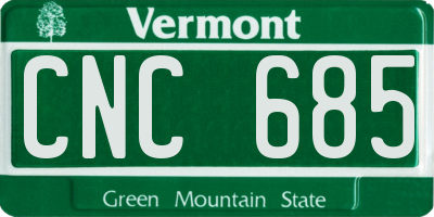 VT license plate CNC685
