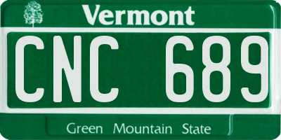 VT license plate CNC689
