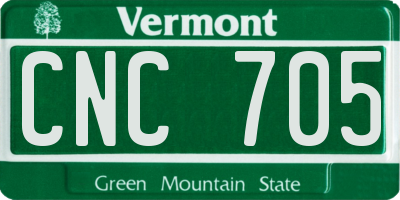VT license plate CNC705