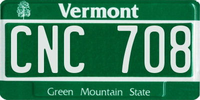 VT license plate CNC708