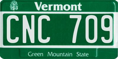 VT license plate CNC709