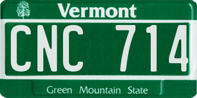 VT license plate CNC714