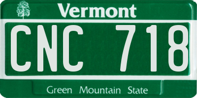 VT license plate CNC718
