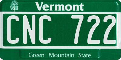 VT license plate CNC722