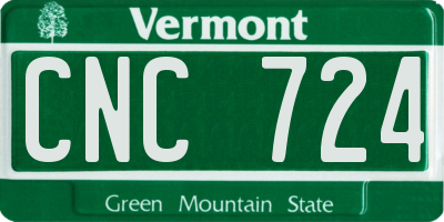 VT license plate CNC724